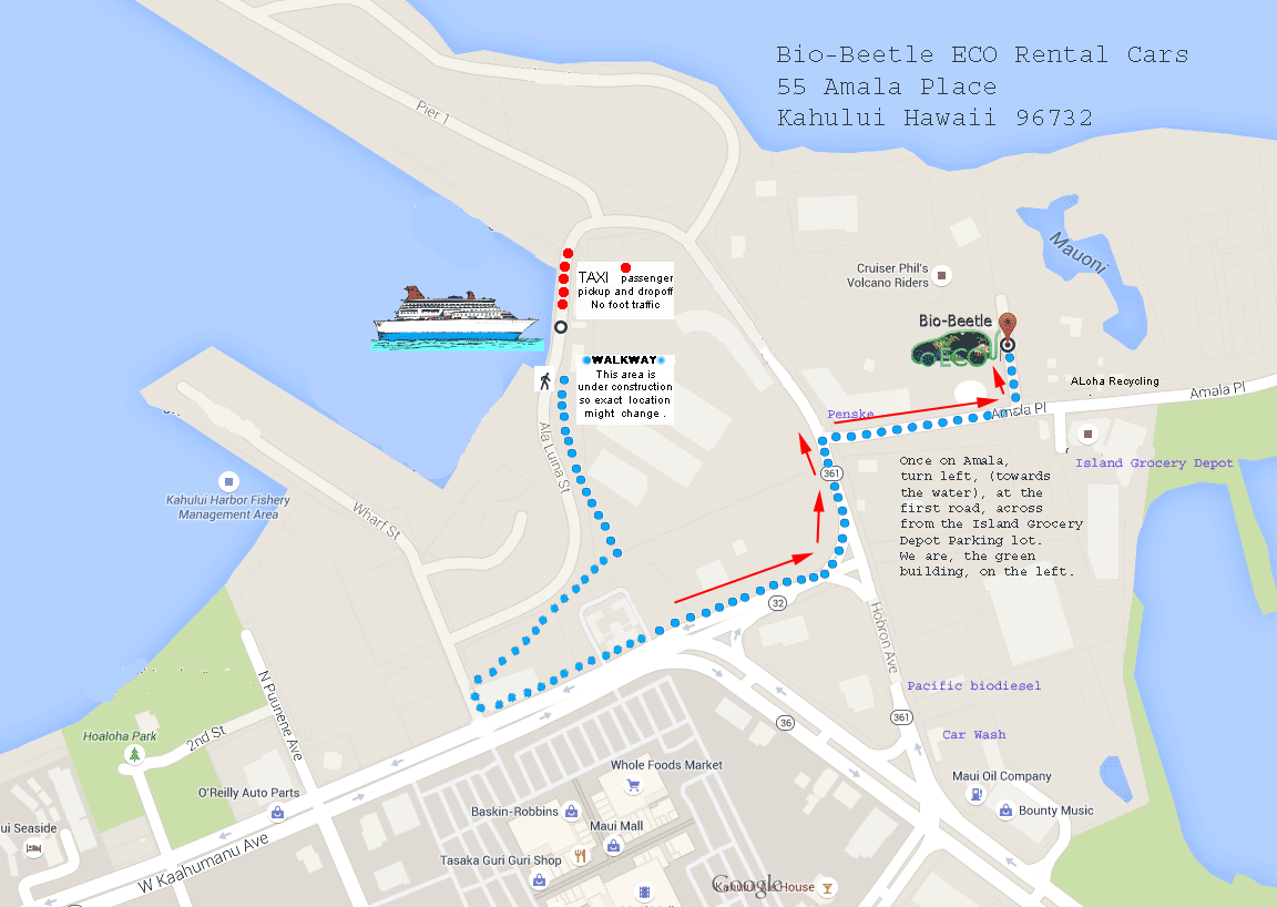 map for kahului cruiseship